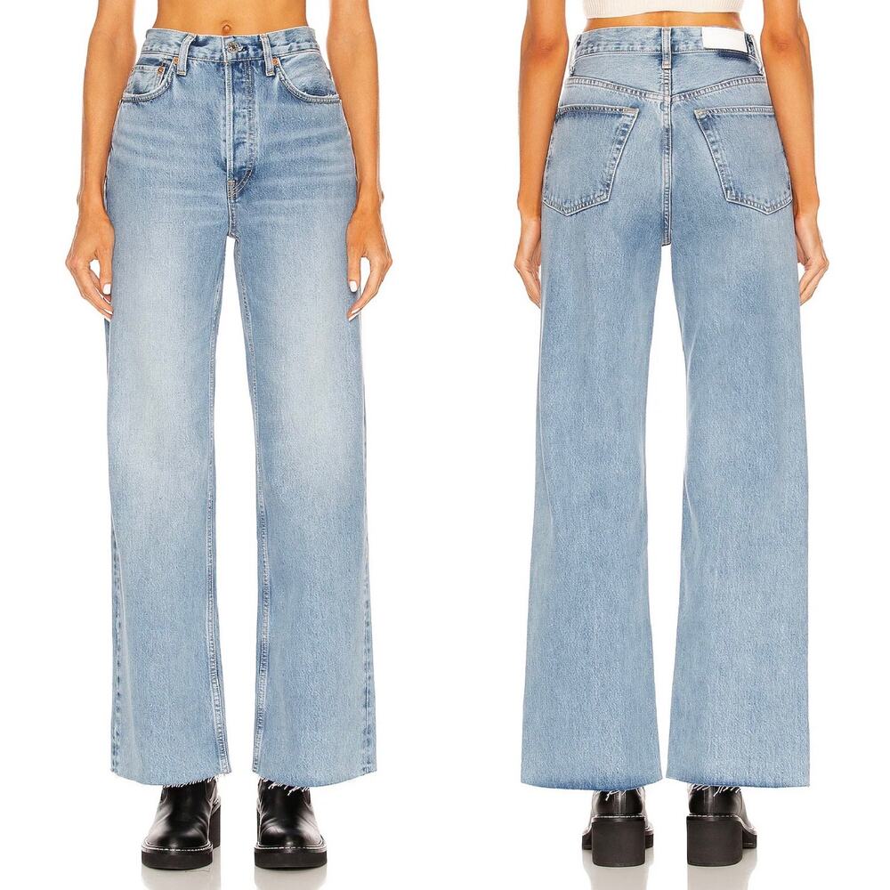 RE/DONE 70s Ultra High Rise Wide Leg Jeans 60s Fade Light Wash Size 31 NWT